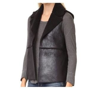 JACK BY BB DAKOTA | BLACK METALLIC CONTRAST TWO TONE SHERPA VEST WOMEN'S SIZE XS